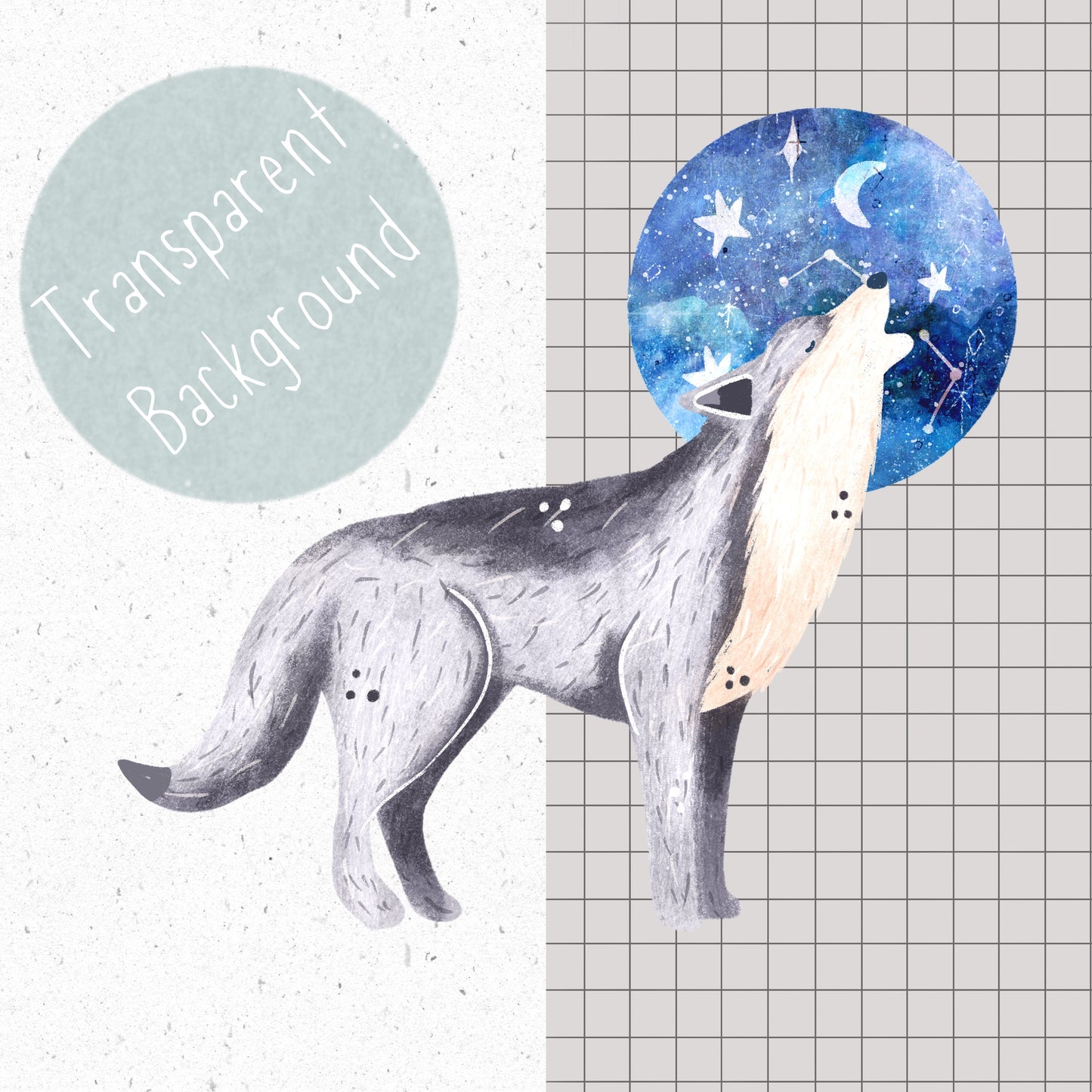 Wolf Galaxy PNG Set