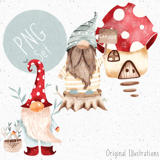 Garden Gnome PNG Set