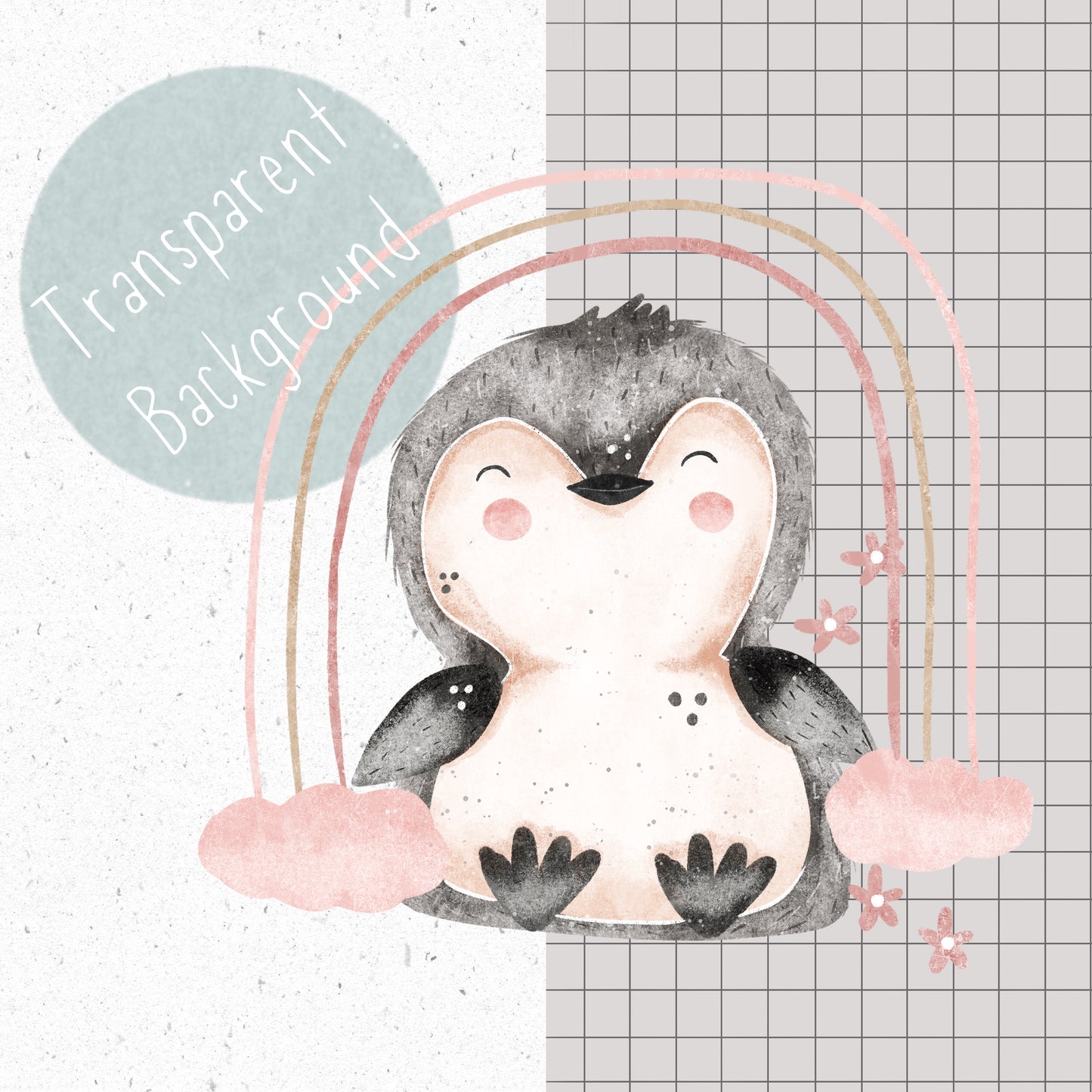 Rainbow Penguin PNG