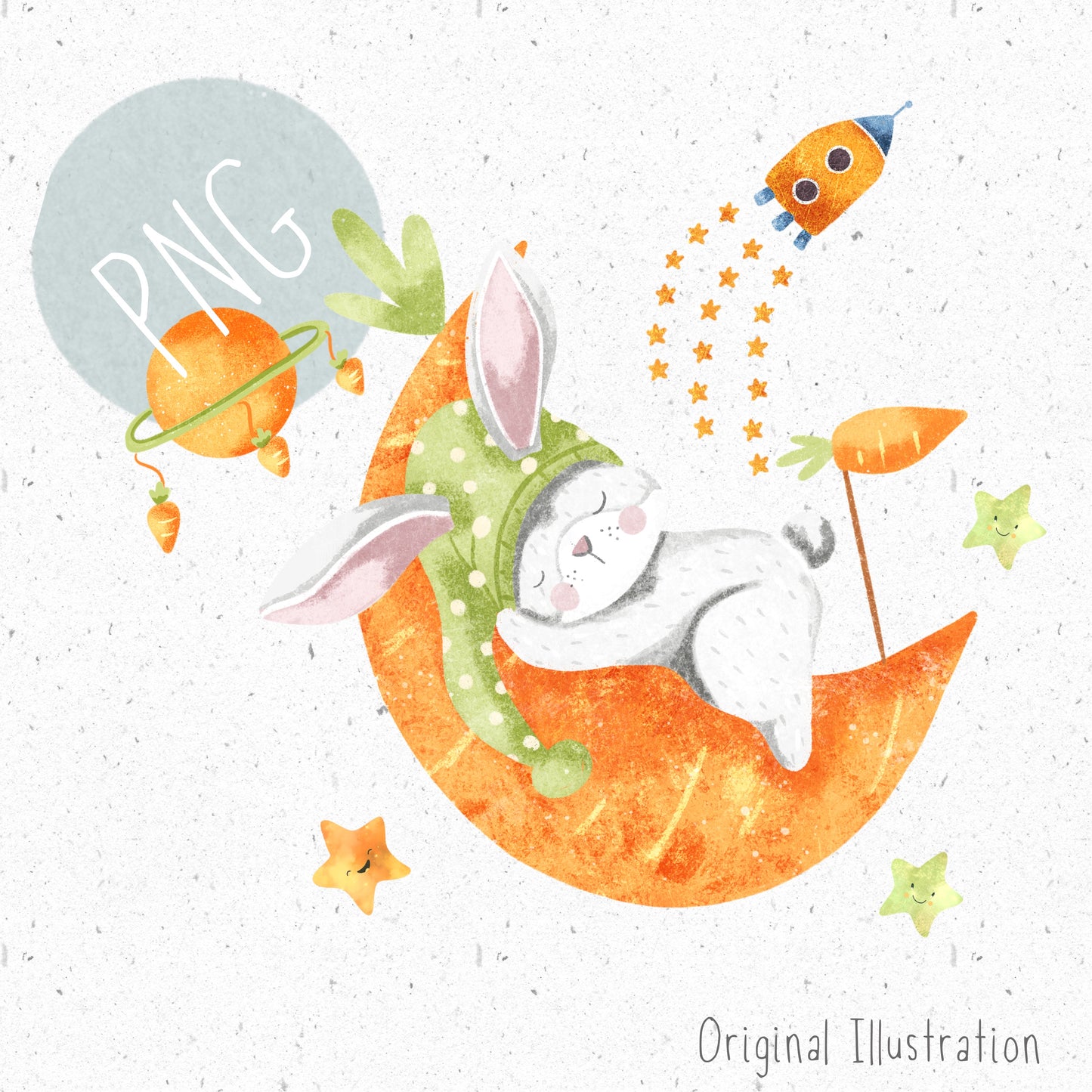 Easter Bunny & Moon PNG
