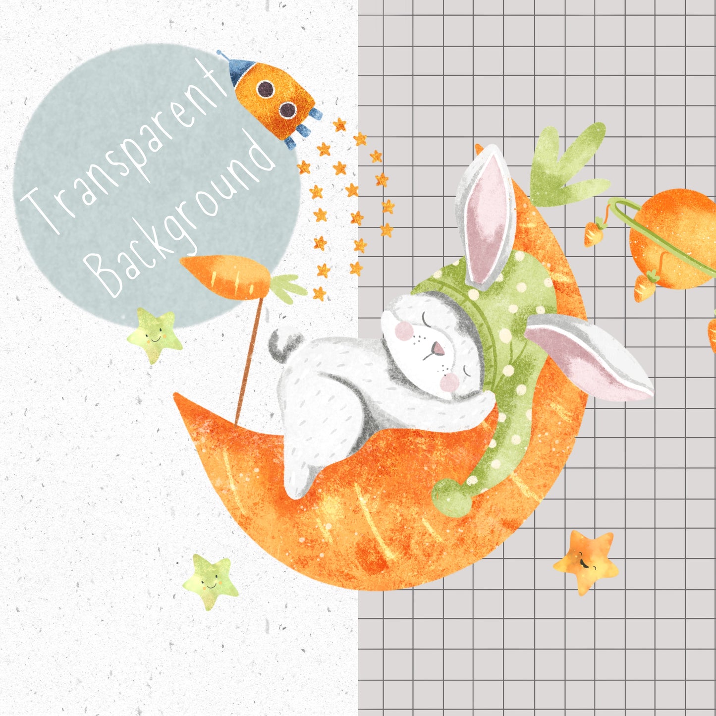 Easter Bunny & Moon PNG