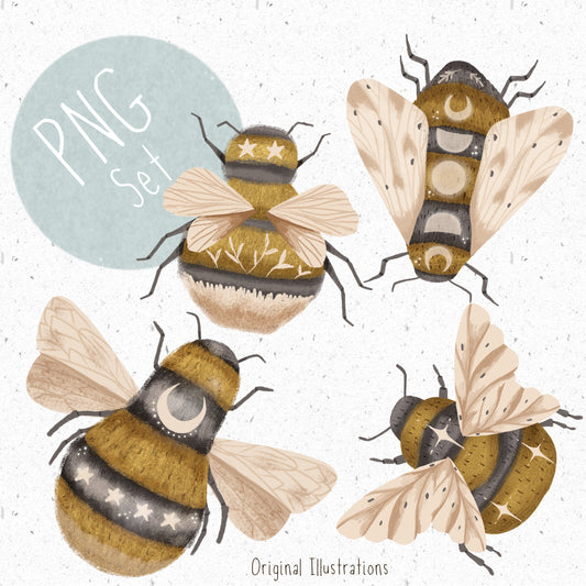 Celestial Bees PNG Set