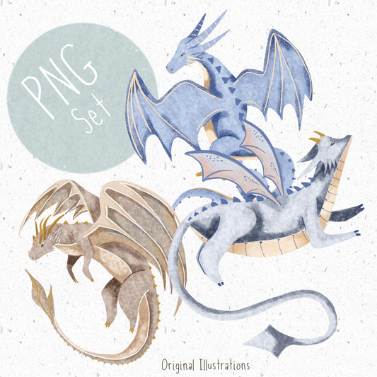 Dragon Trio PNG Set