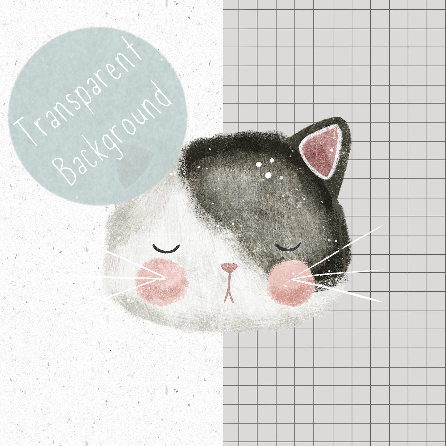 Cute Cats 7 piece PNG Set