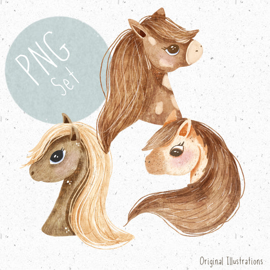 Cute Horse PNG Set