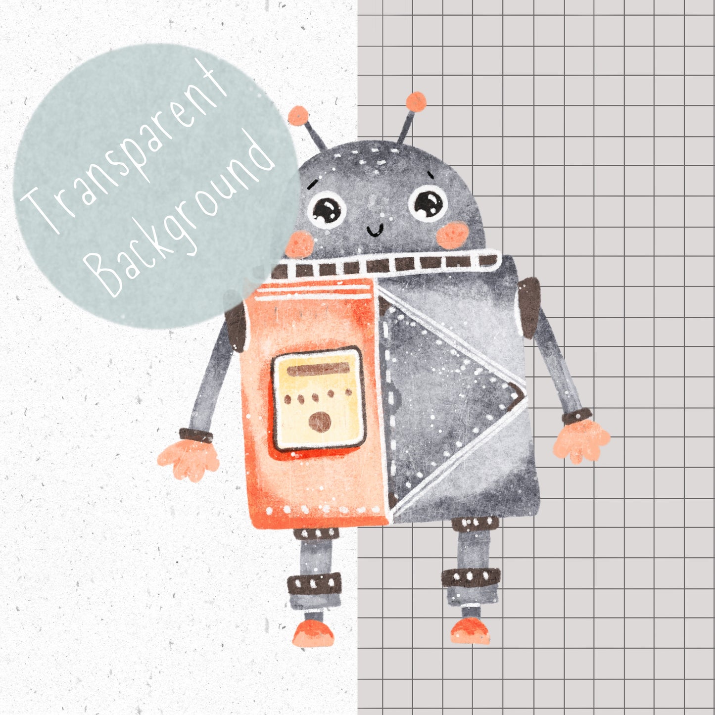 7 Piece Robot PNG Set