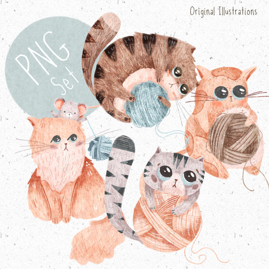 Cute Cats PNG Set