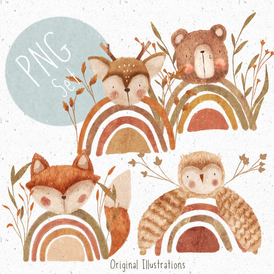 Rainbow Woodland PNG Set