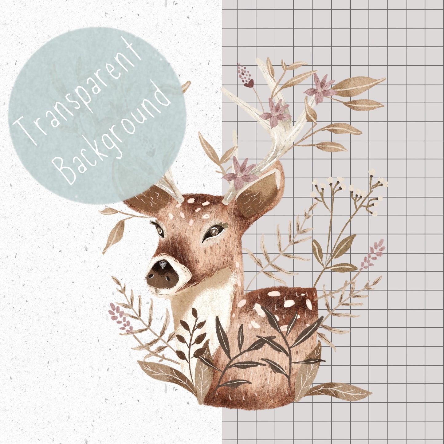 Floral Stag PNG Set