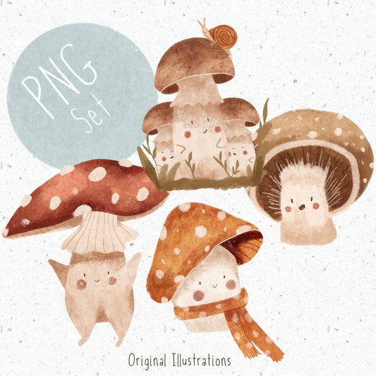 Mushroom PNG Set
