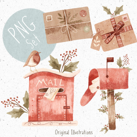 Christmas Mail PNG Set