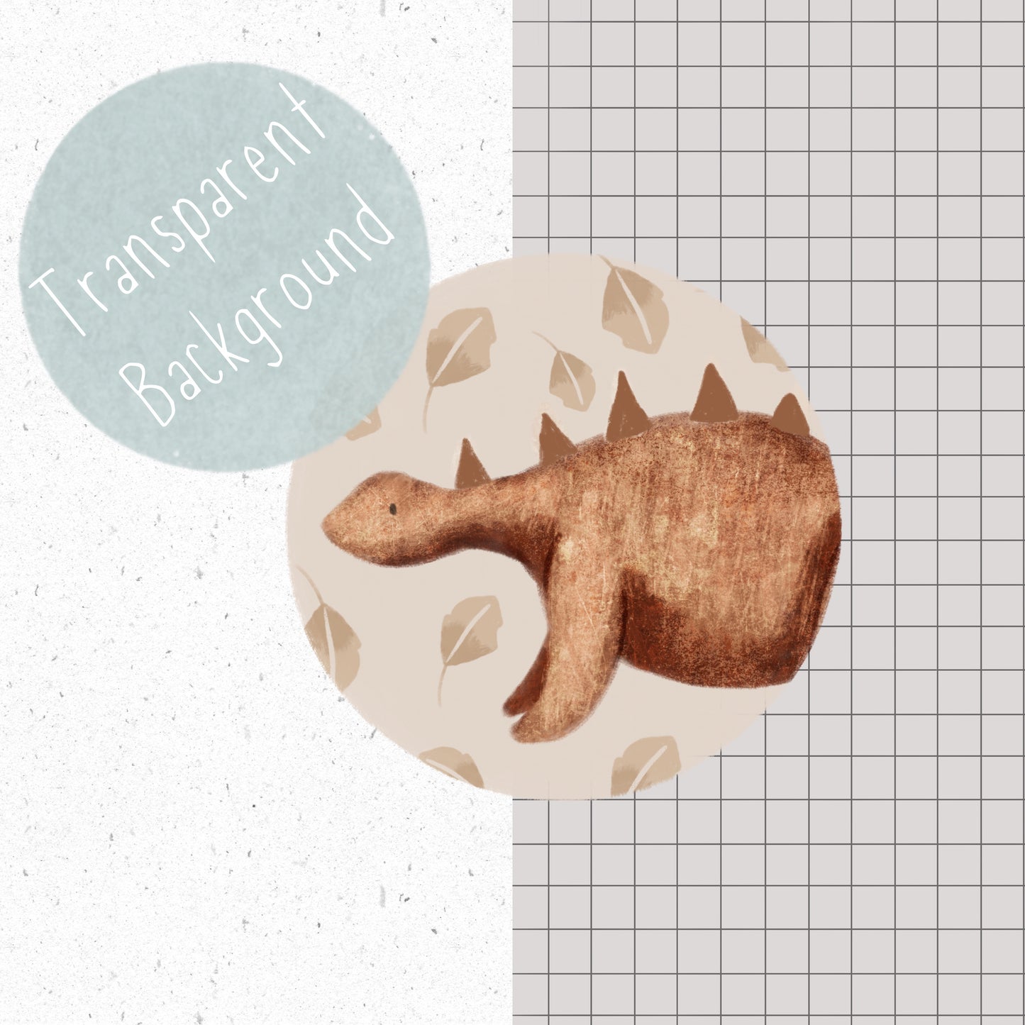 Circle Dino PNG Set