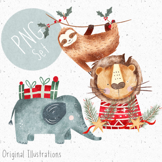 Safari Christmas PNG Set