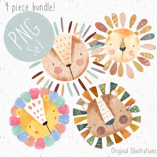 Lion Head PNG Set
