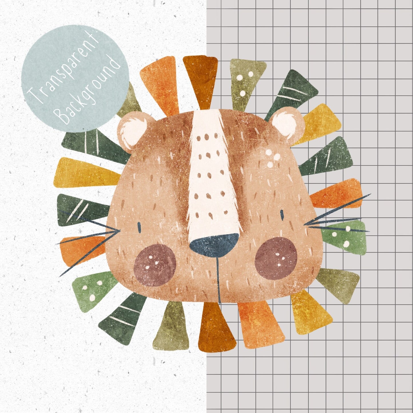 Lion Head PNG Set