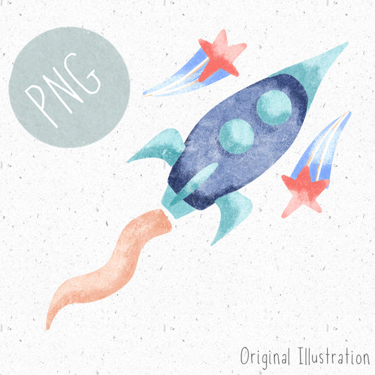 Rocket and Stars PNG