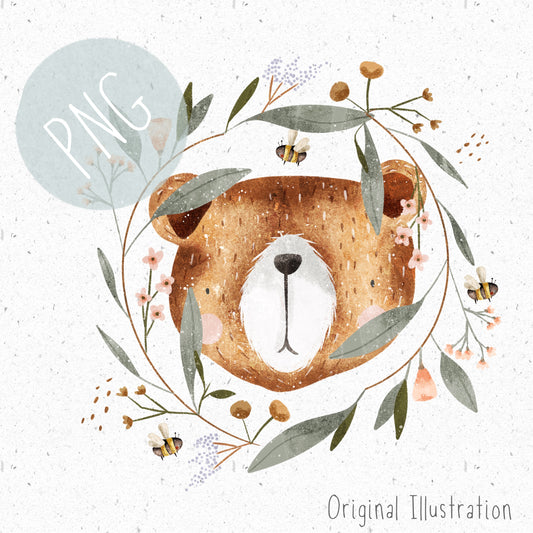 Bear in Wreath PNG