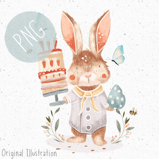 Easter Bunny with Cake PNG