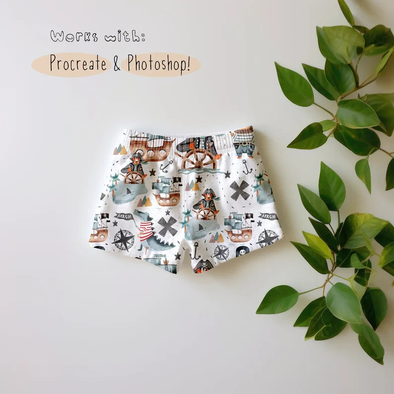 Kids Shorts Leafy Mock-up