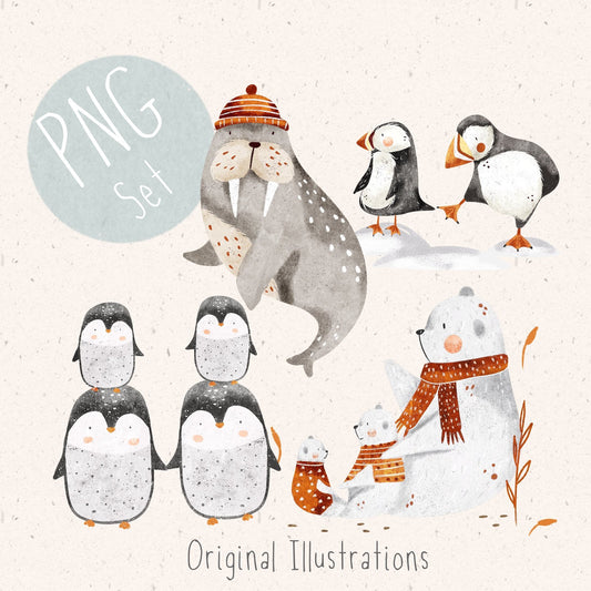 Artic Animals PNG Set