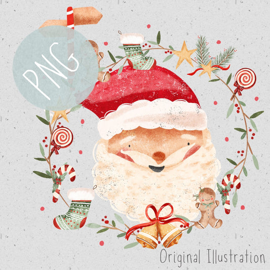 Santa Wreath PNG