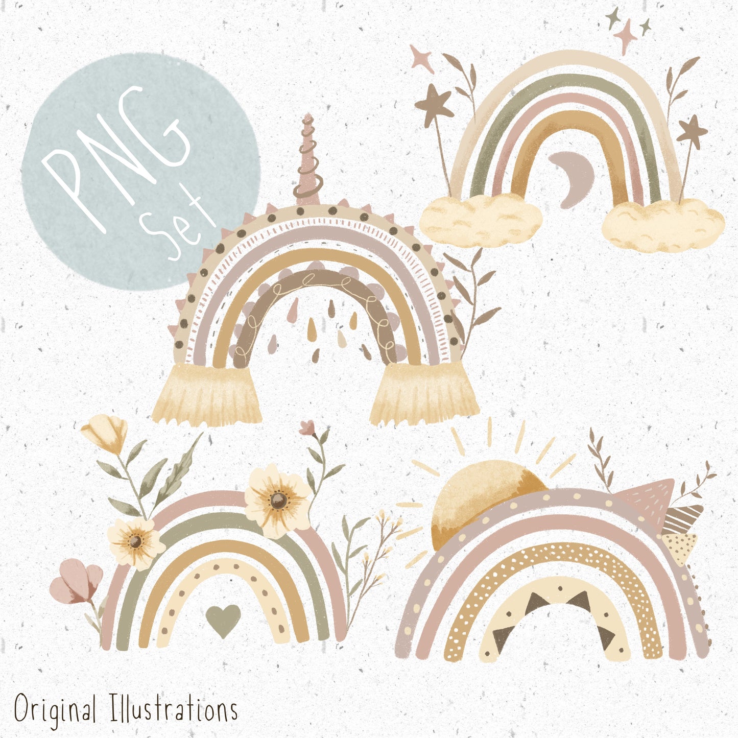 4 Rainbows PNG set