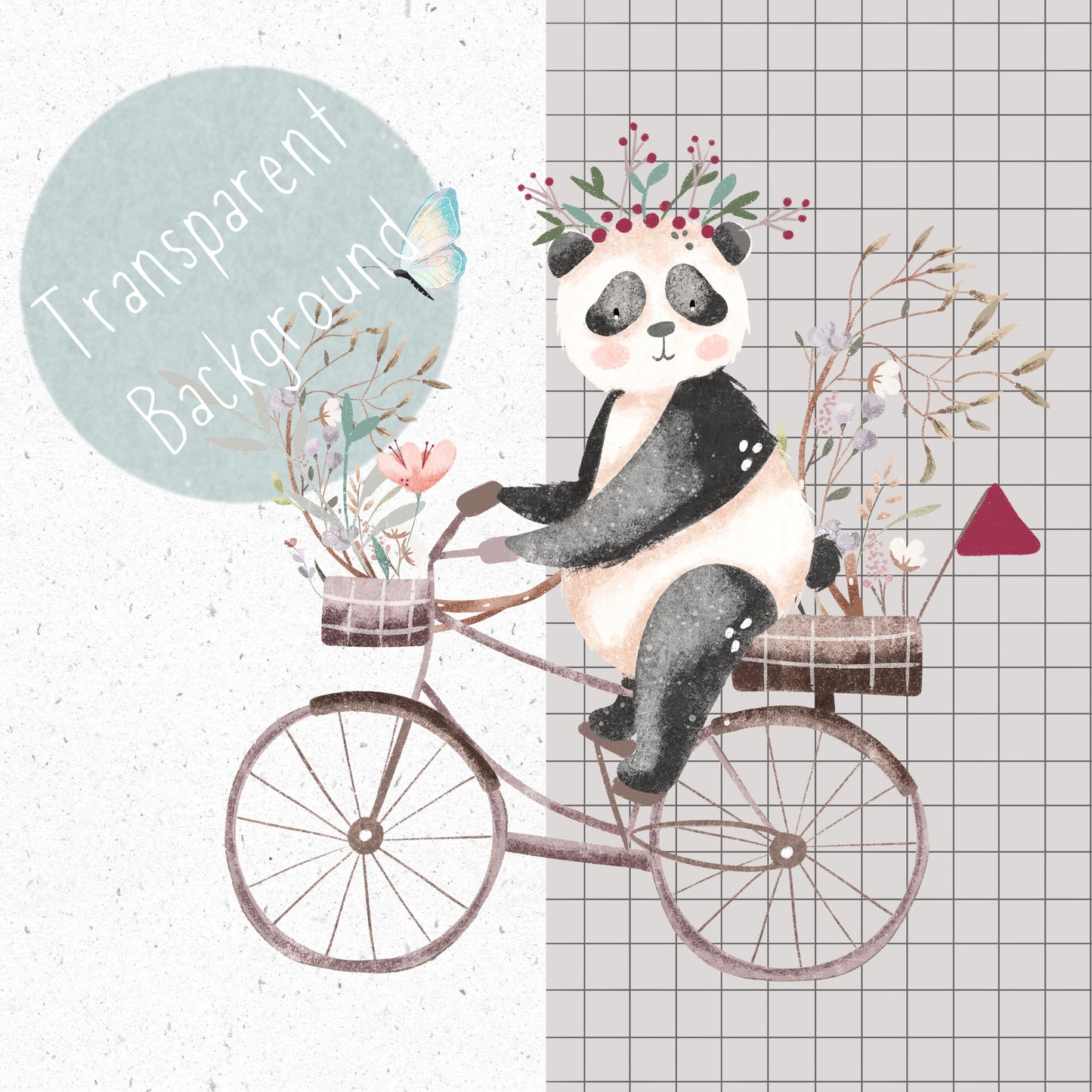 Panda on Bike PNG