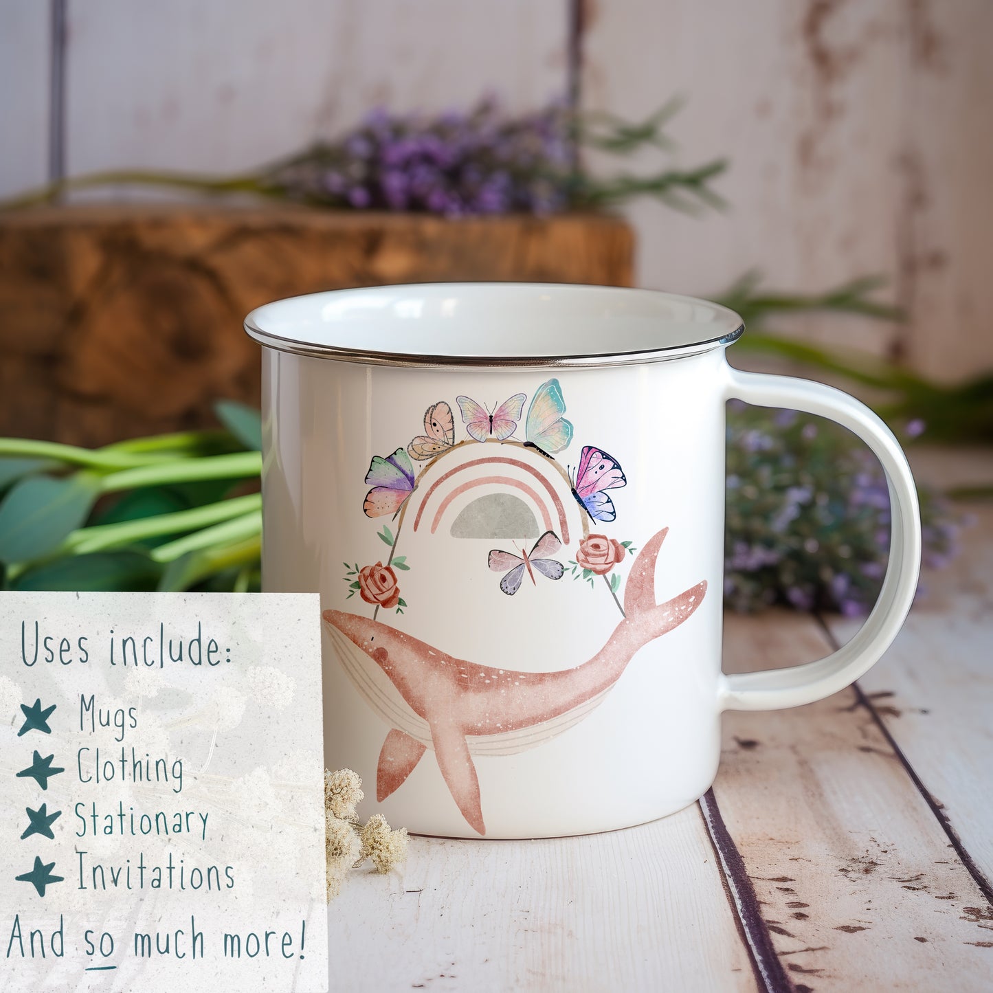 Butterfly Whales PNG Set