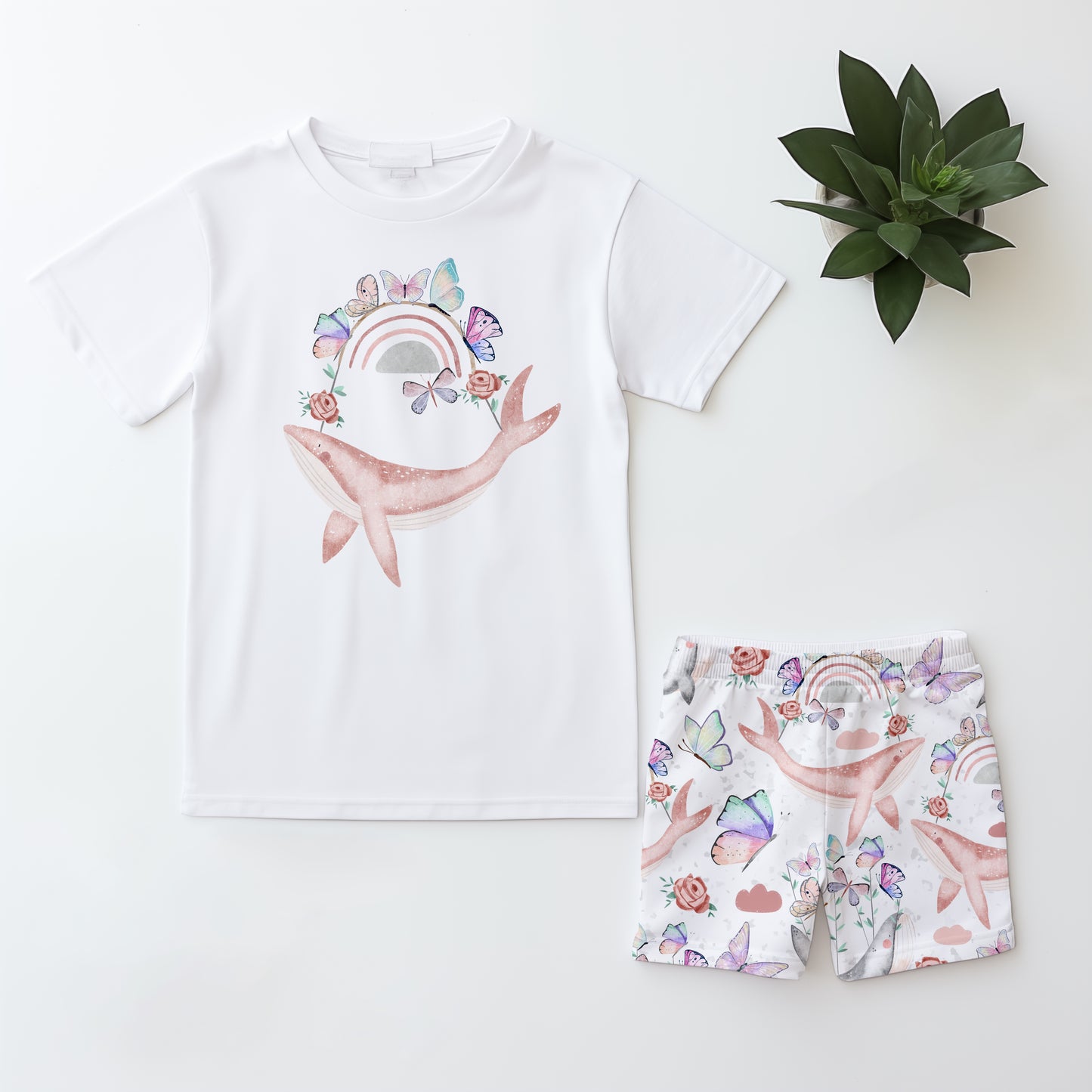 Butterfly Whales PNG Set