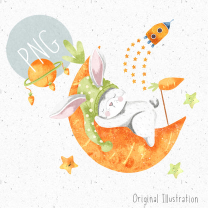 Easter Bunny & Moon PNG