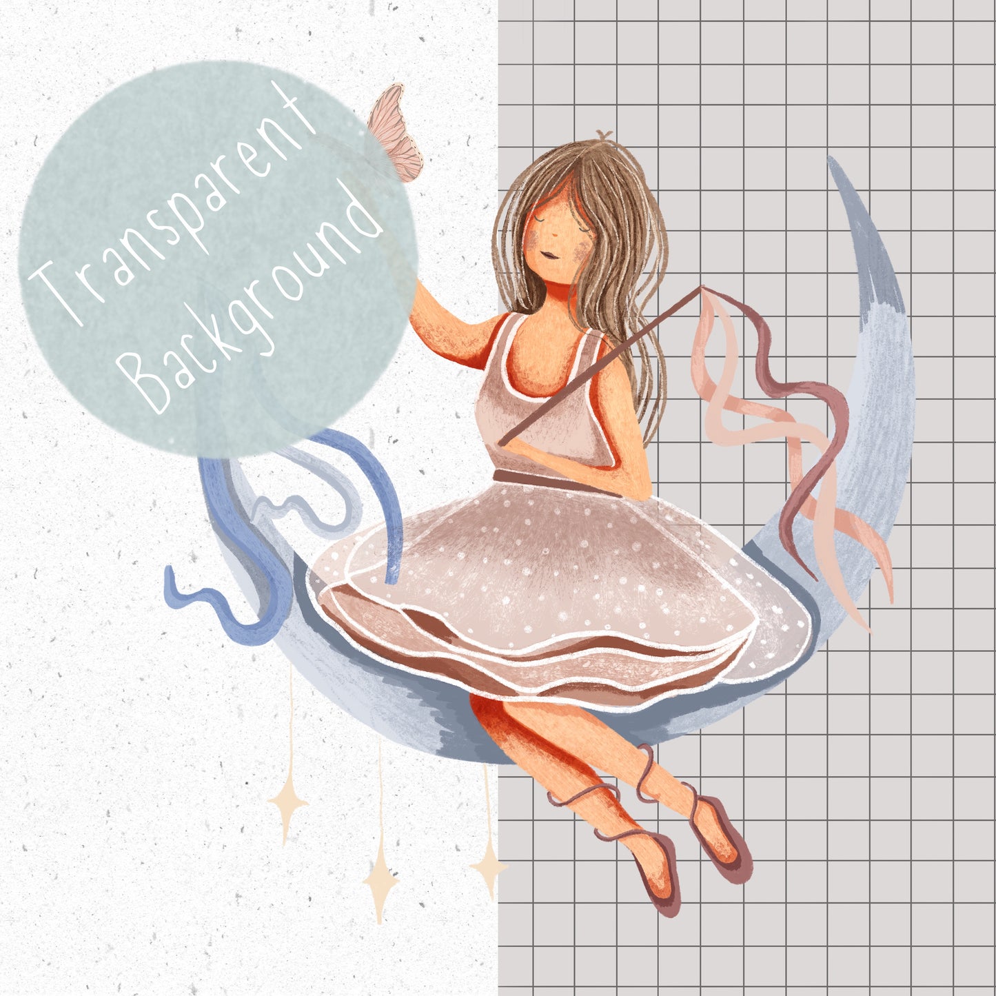 Ballerina Moon PNG Set