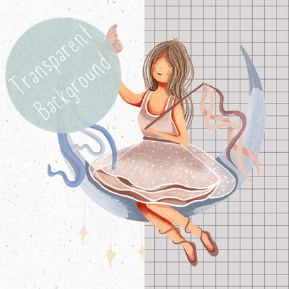 Ballerina Moon PNG Set