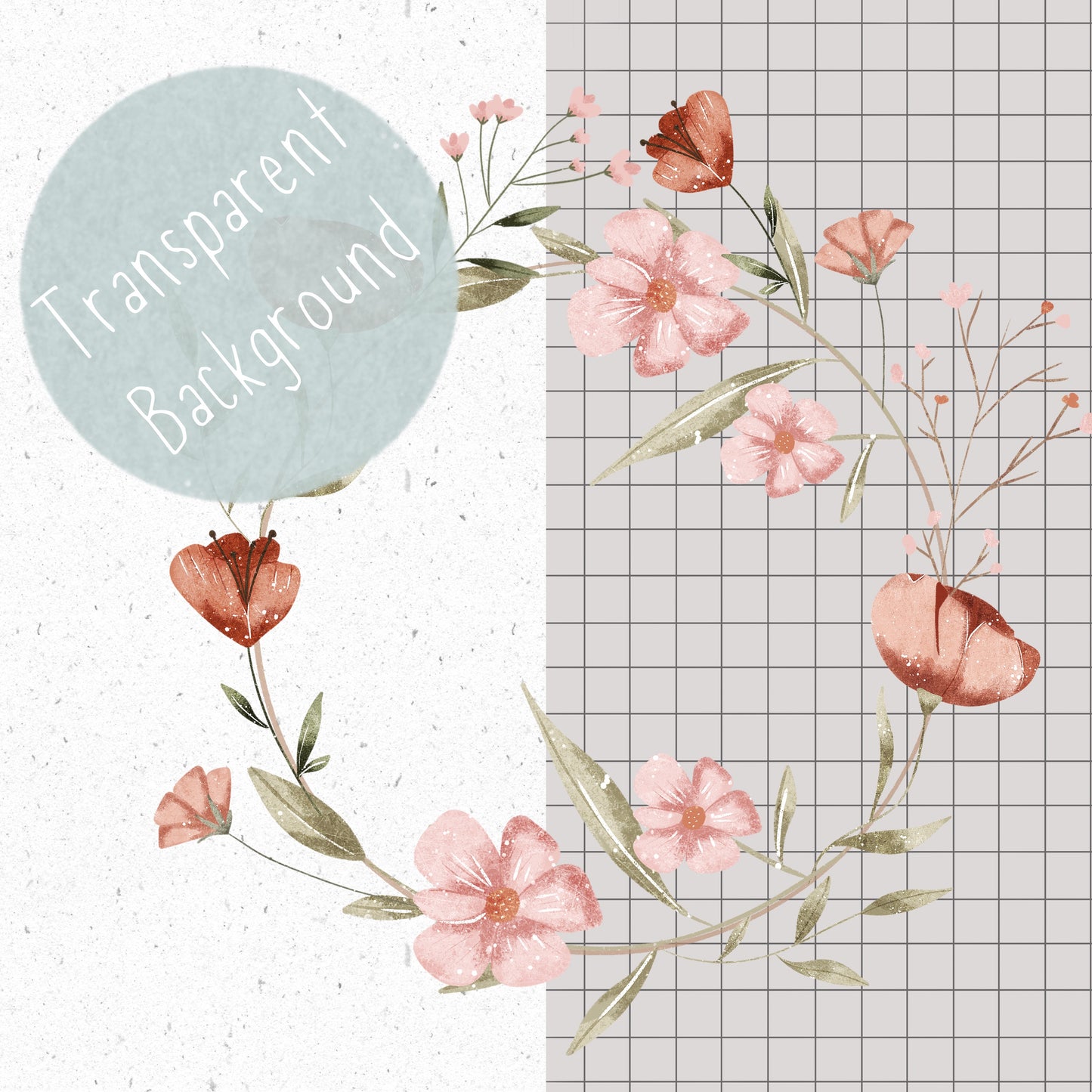 Floral Frame Wreath PNG