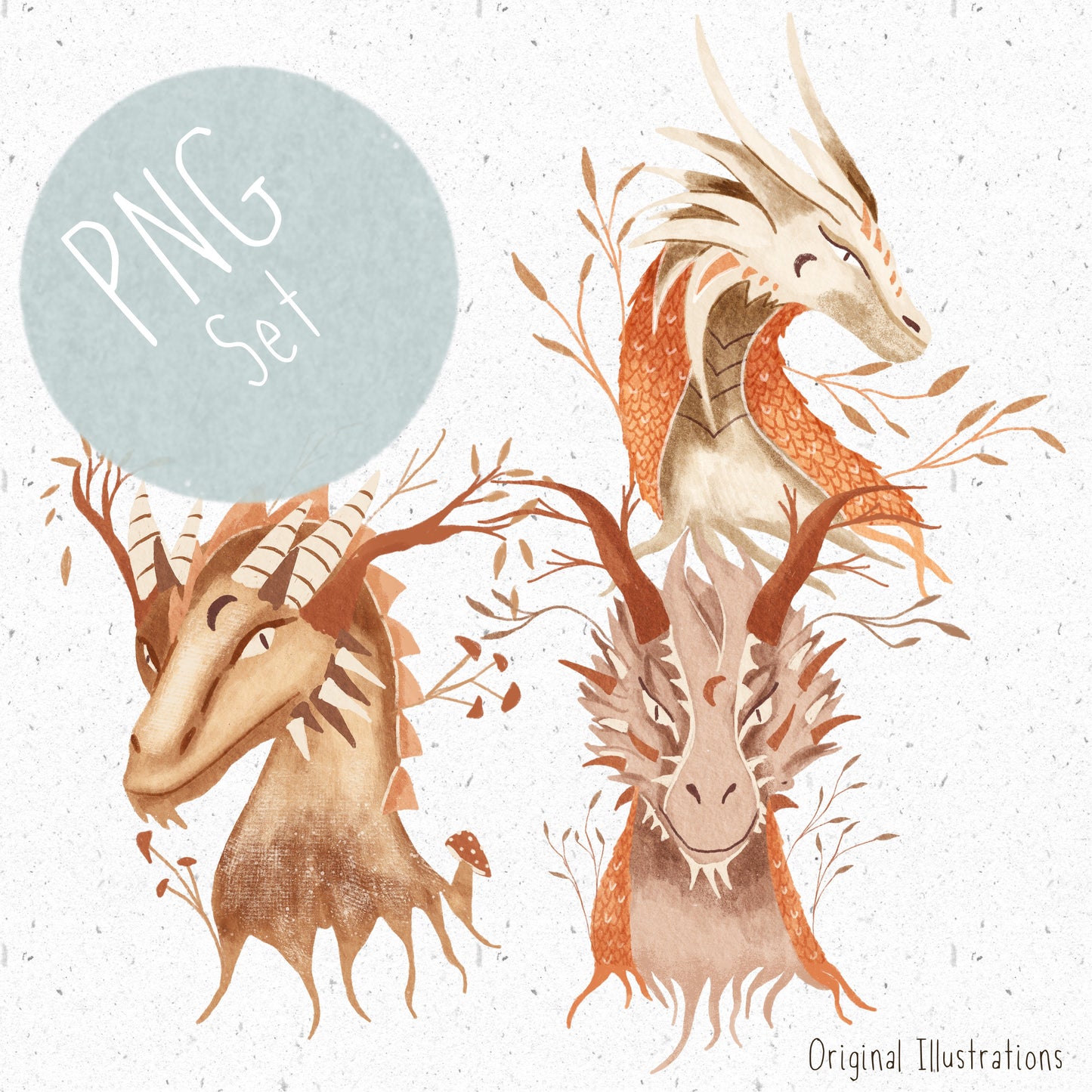 Dragon Head Trio PNG Set