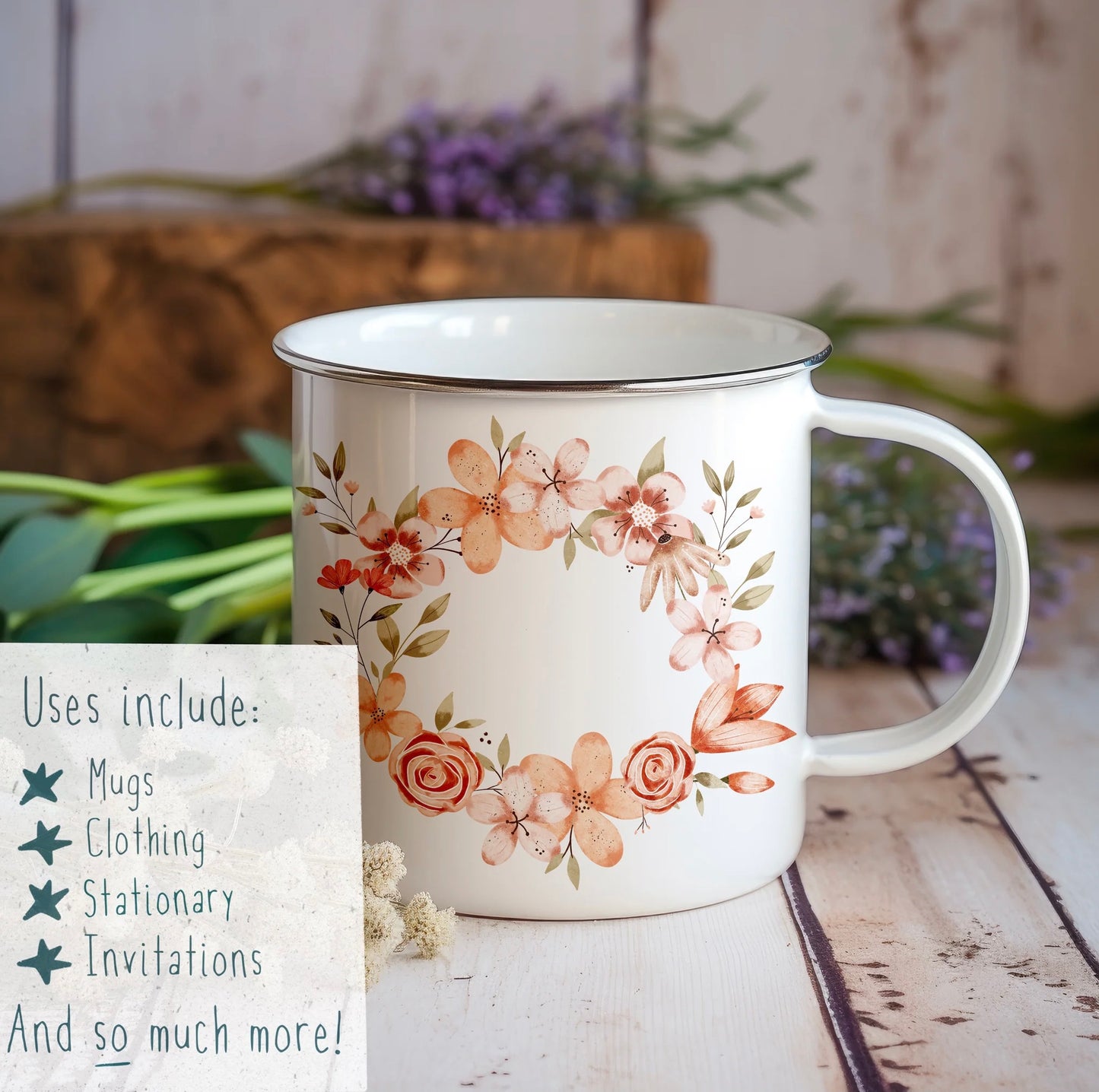 3 Floral Wreaths PNG Set