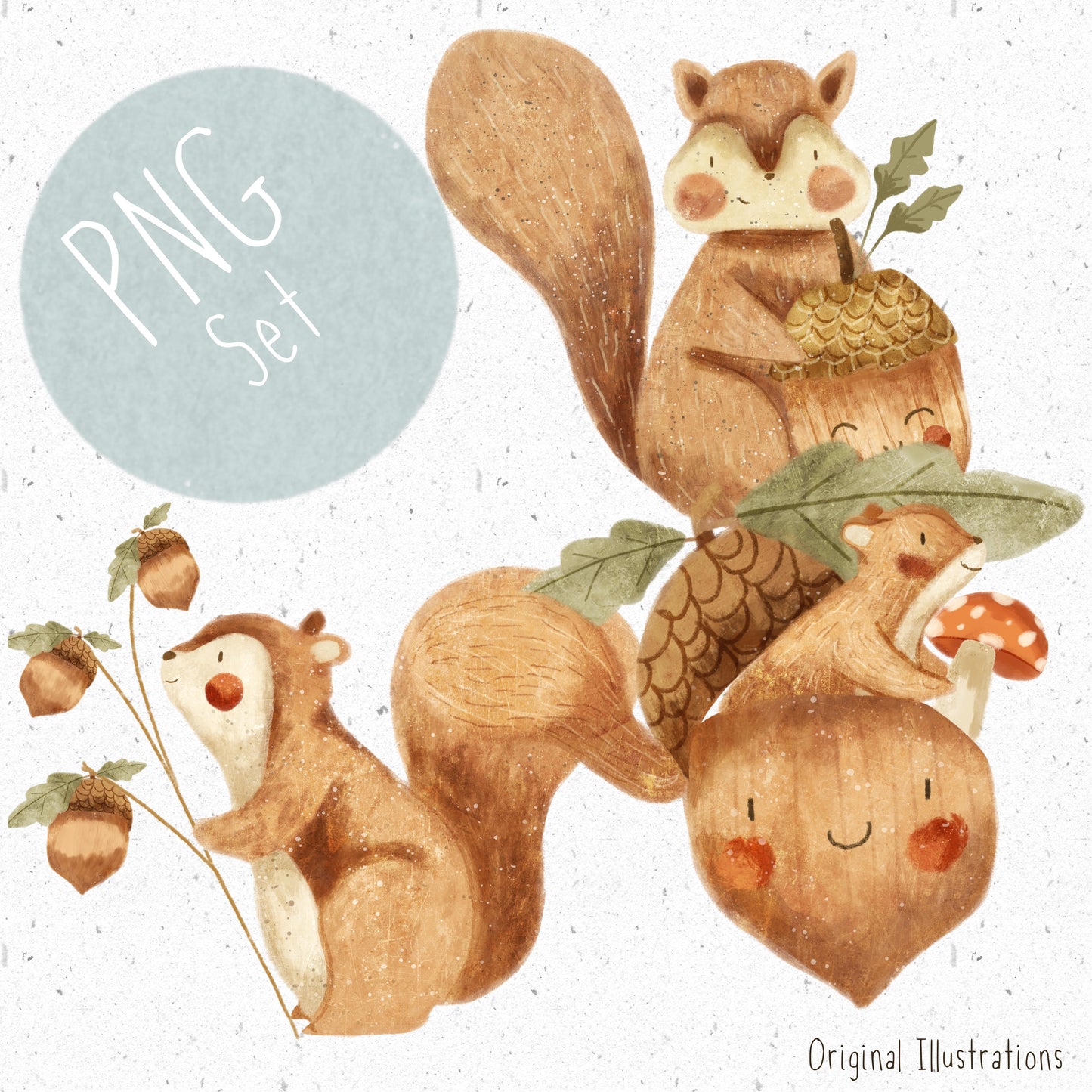 Squirrel Trio PNG Set
