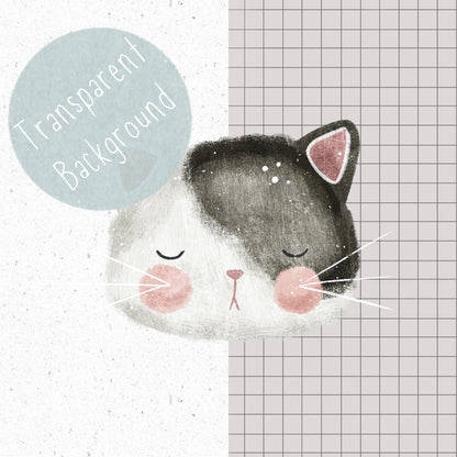 Cute Cats 7 piece PNG Set