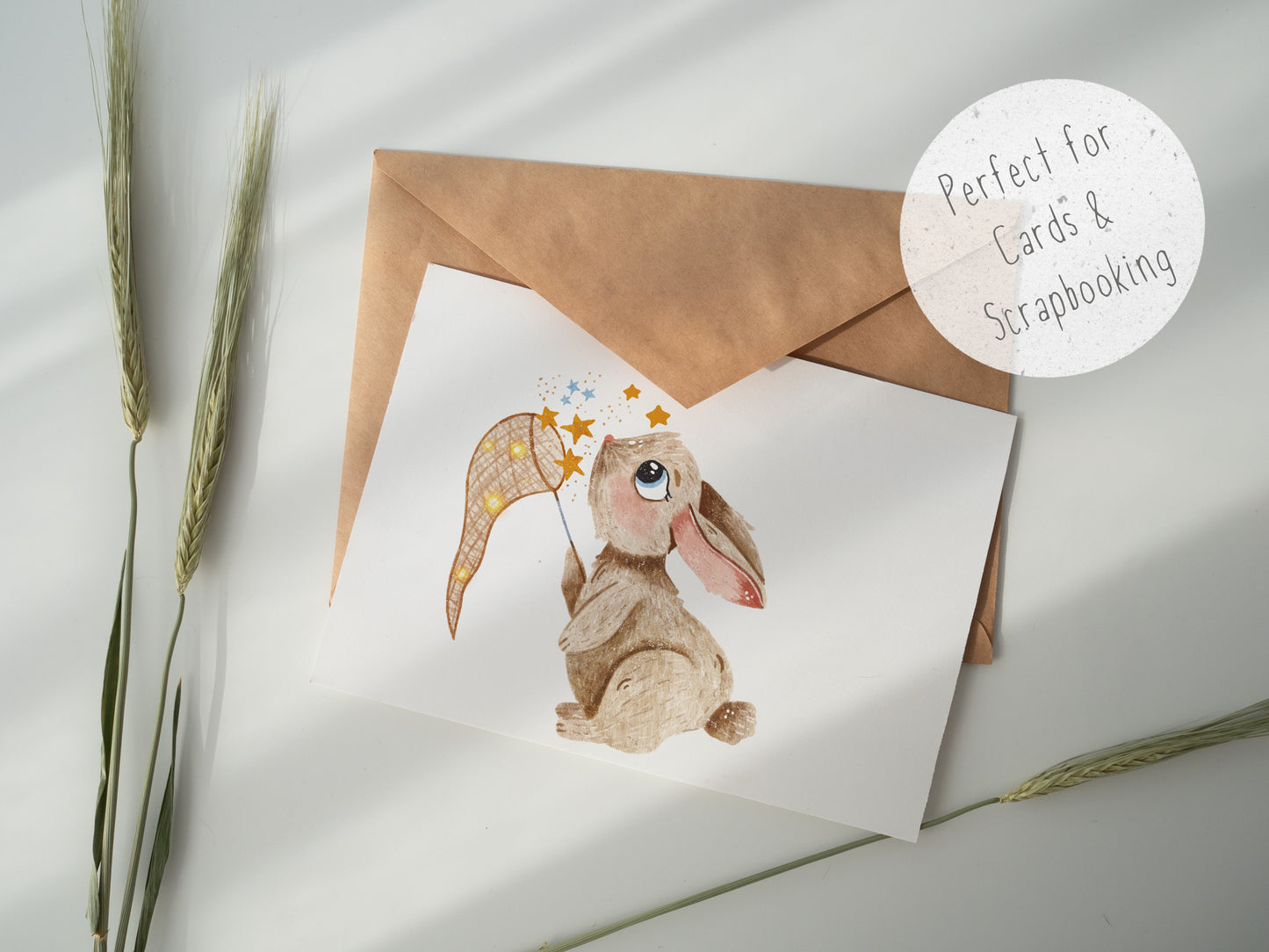 Star Catching Bunny PNG