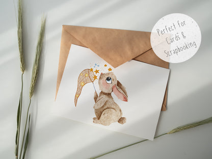 Star Catching Bunny PNG