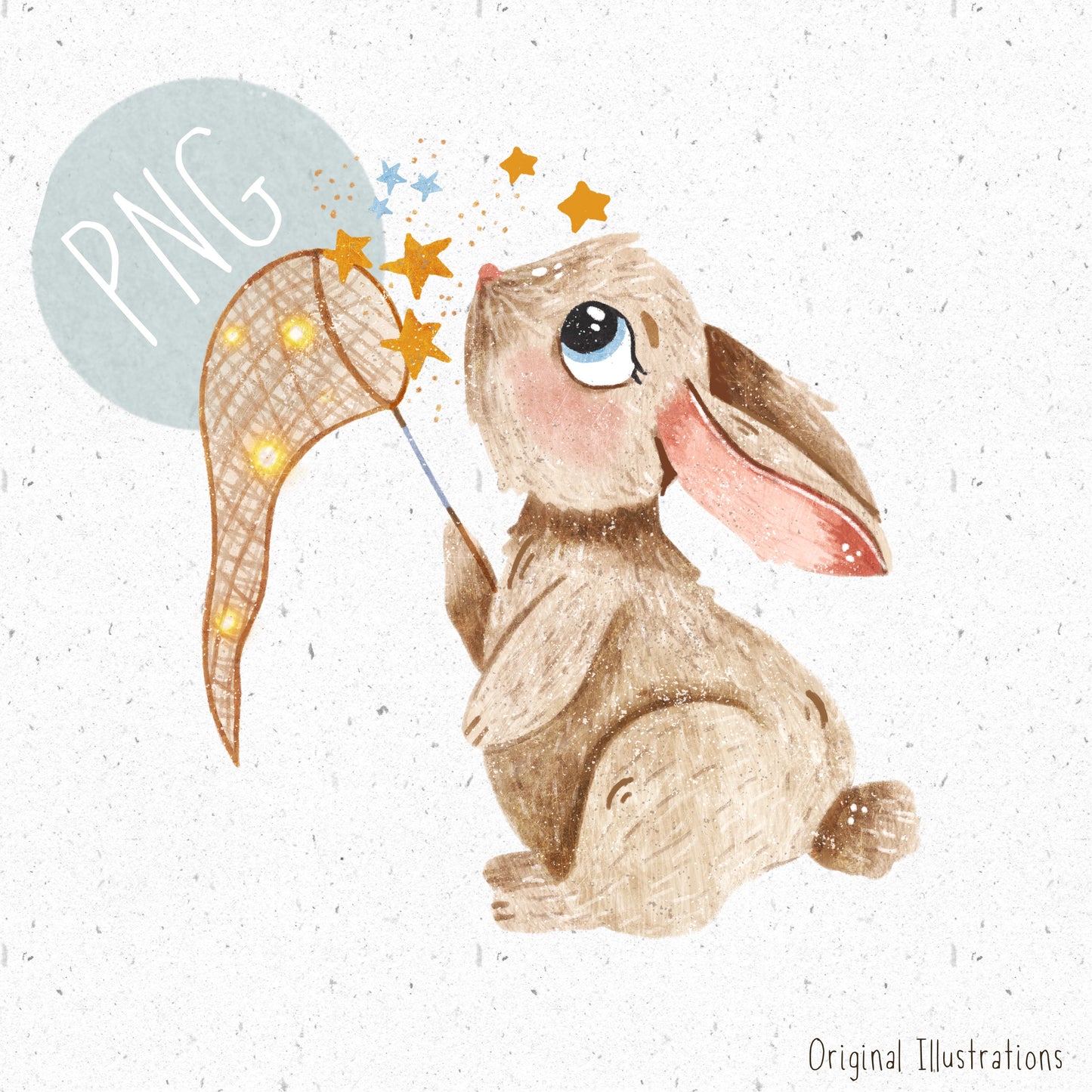 Star Catching Bunny PNG
