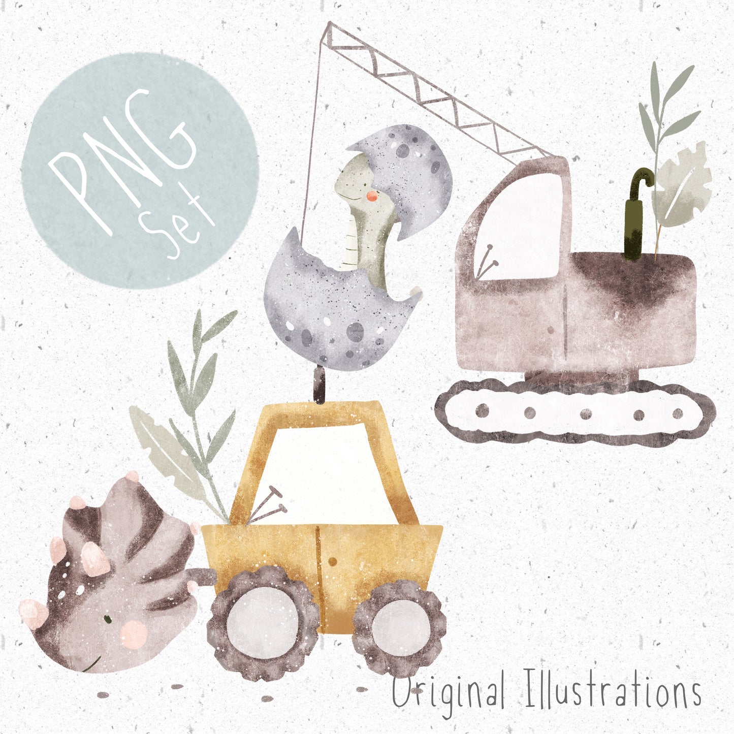 Dino Construction Pair PNG Set