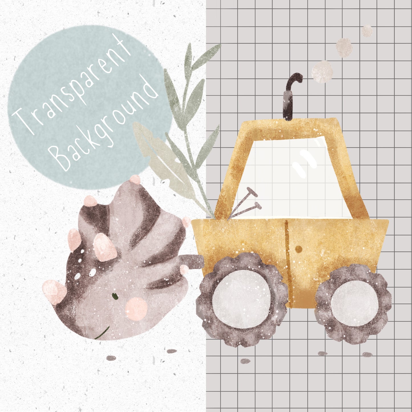 Dino Construction Pair PNG Set