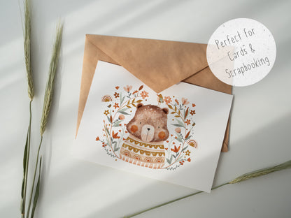Boho Bear Wreath PNG