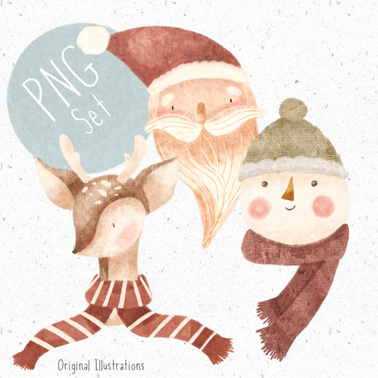 Cute Christmas Pals PNG Set