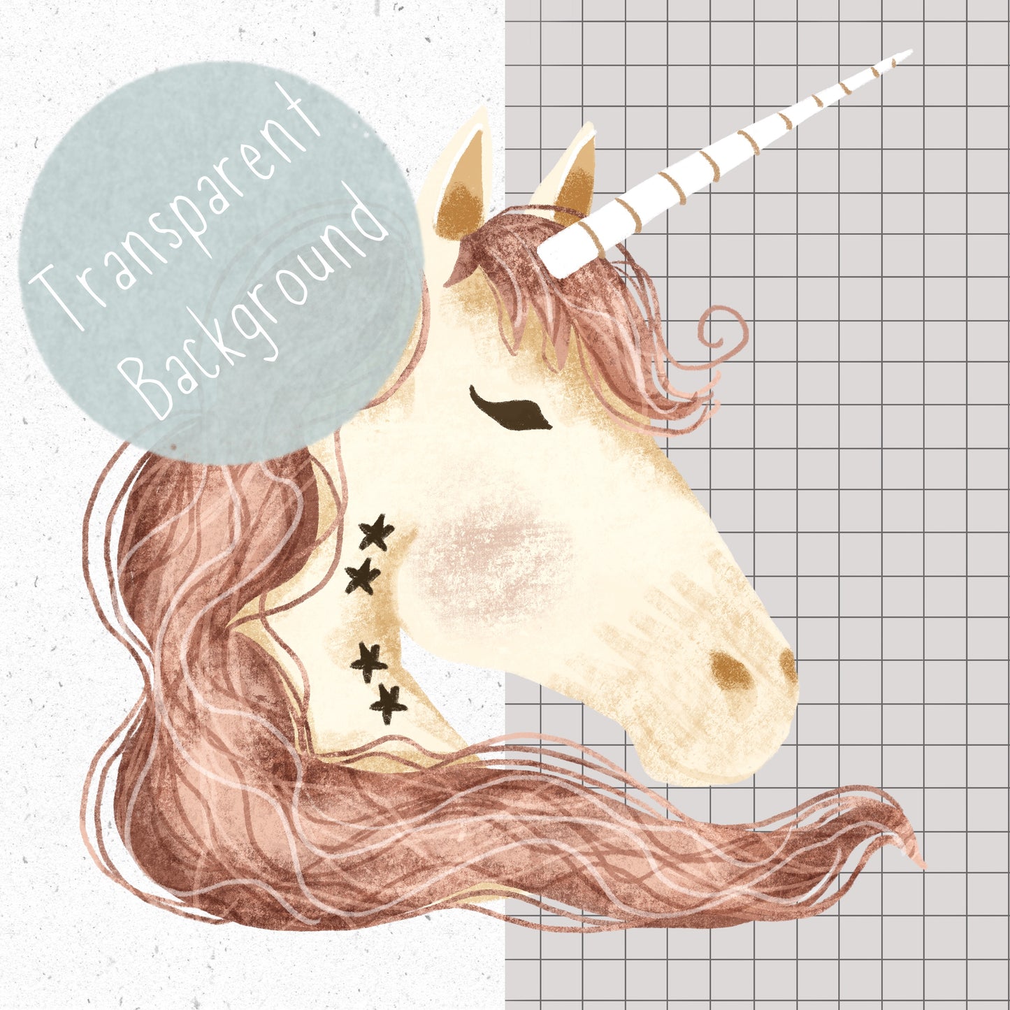 Unicorn Heads PNG Set