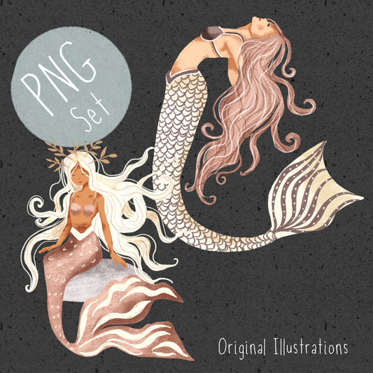 Winter Mermaid PNG Set