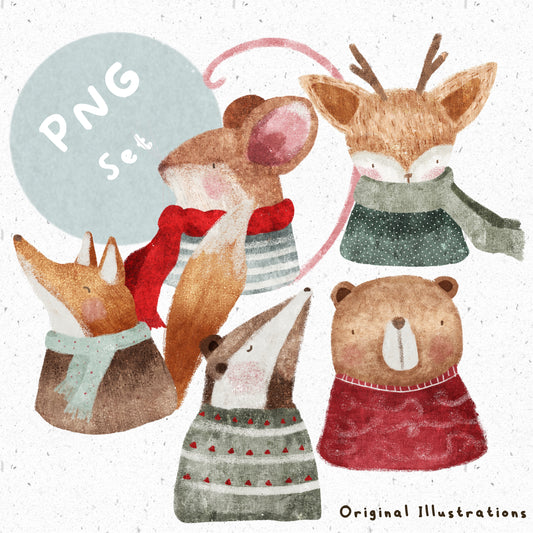 5 Autumn Friends PNG Set