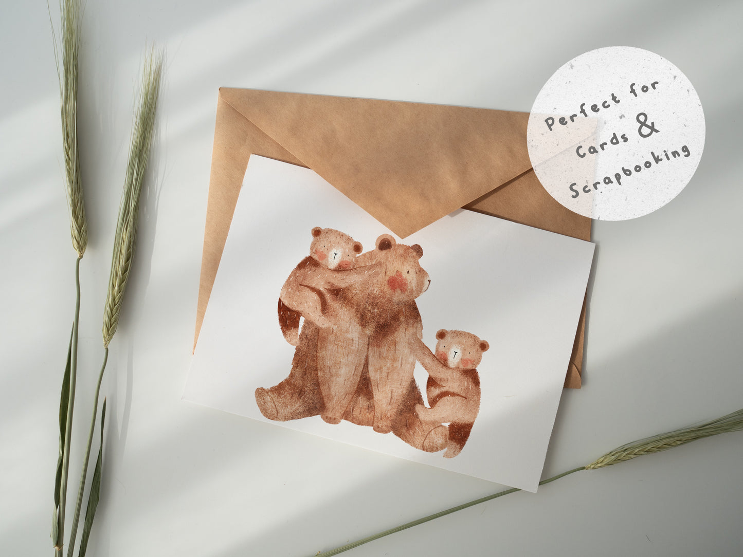 Mama Bear and Cubs PNG Set