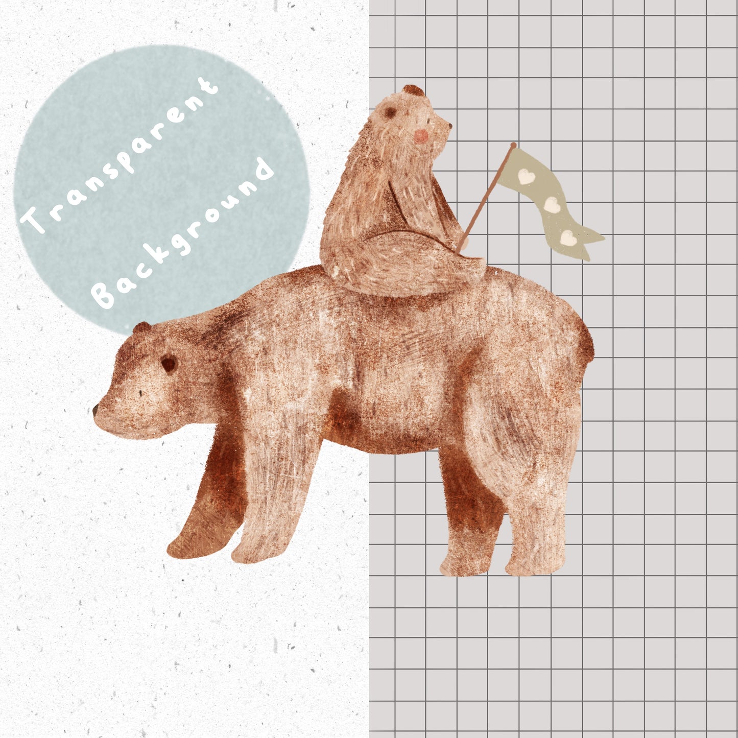 Mama Bear and Cubs PNG Set