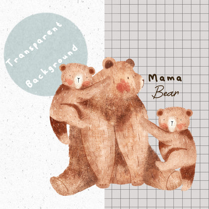 Mama Bear and cubs PNG